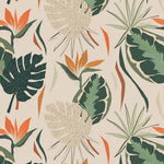 Tapet personalizat Tropical cu plante tropicale pe un fundal crem - BOHO TROPICAL LEAVES