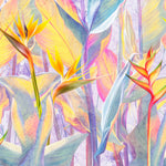 Tapet personalizat Tropical cu floarea paradisului in nuante vibrante de portocaliu si roz - FRENZY BIRD OF PARADISE