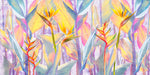 Tapet personalizat Tropical cu floarea paradisului in nuante vibrante de portocaliu si roz - FRENZY BIRD OF PARADISE