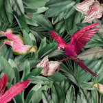 Tapet personalizat Tropical cu papagali si plante exotice roz - PINK PARROT