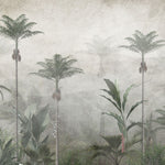 Tapet personalizat Tropical cu palmieri inalti si flori de margaritar - PEARL RAINFOREST
