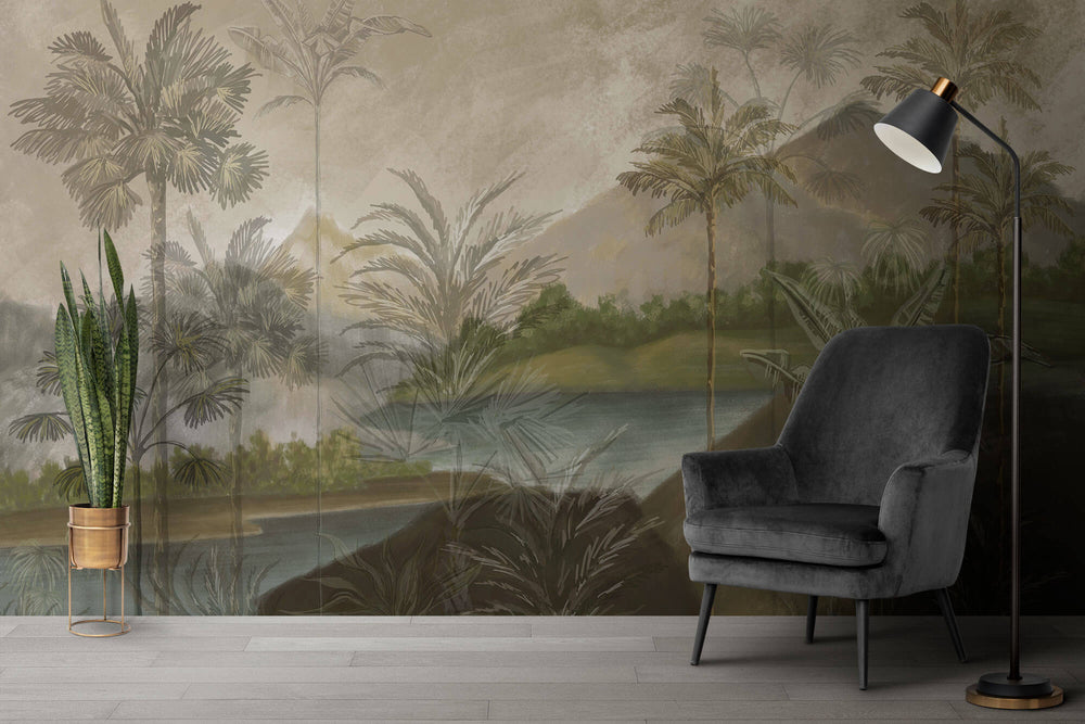 Tapet personalizat Tropical cu peisaj montan tropical - TROPICAL MOUNTAIN LANDSCAPE