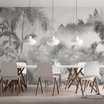Tapet personalizat Tropical cu peisaj tropical in nuante de gri - GREYSCALE TROPICAL FOG I