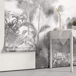 Tapet personalizat Tropical cu peisaj tropical in nuante de gri - GREYSCALE TROPICAL FOG I