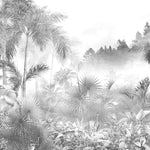 Tapet personalizat Tropical cu peisaj tropical in nuante de gri - GREYSCALE TROPICAL FOG I