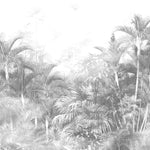 Tapet personalizat Tropical cu palmieri in nuante de gri - GREYSCALE TROPICAL FOG II