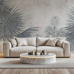 Tapet personalizat Tropical cu plante tropicale in nuante vernil gi - FADED SAGE PALMS