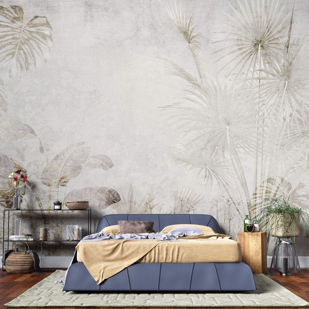 Tapet personalizat Tropical cu peisaj tropical abstract in nuante de bej - VINTAGE TROPICAL INSERTION