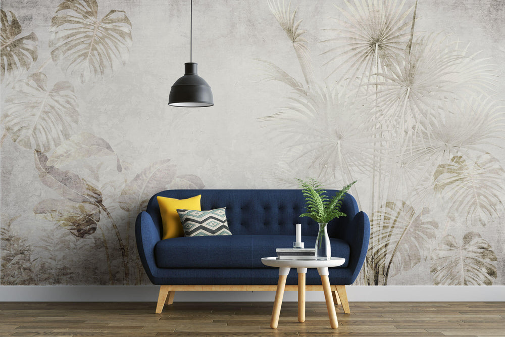 Tapet personalizat Tropical cu peisaj tropical abstract in nuante de bej - VINTAGE TROPICAL INSERTION