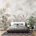 Tapet personalizat Tropical cu peisaj tropical in nuante sepia - FOGGY SEPIA JUNGLE