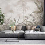 Tapet personalizat Tropical cu peisaj tropical in nuante sepia - FOGGY SEPIA JUNGLE