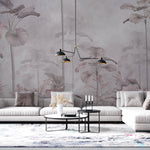 Tapet personalizat Tropical cu palmieri in nuante de roz si gri - PINK ACCENT PALMS