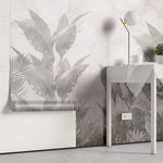 Tapet personalizat Tropical cu plante gri si flori de margaritar - TROPICAL LILY OF THE VALLEY