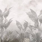 Tapet personalizat Tropical cu plante gri si flori de margaritar - TROPICAL LILY OF THE VALLEY