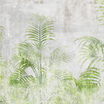 Tapet personalizat Tropical cu palmieri verzi pe un fundal gri texturat - CEMENT GREEN PALMS