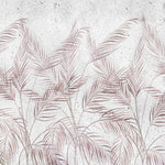 Tapet personalizat Tropical cu frunze de palmier roz si fundal texturat de ciment - DECORATIVE WALL PALMS