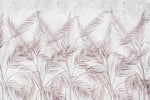 Tapet personalizat Tropical cu frunze de palmier roz si fundal texturat de ciment - DECORATIVE WALL PALMS