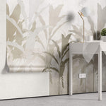 Tapet personalizat Tropical cu frunze de bananier bej - CONCRETE ABSTRACT JUNGLE