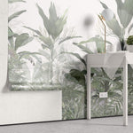 Tapet personalizat Tropical cu plante verzi si cer innorat - GREEN HUMID JUNGLE
