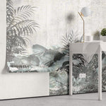 Tapet personalizat Tropical cu plante tropicale pe un fundal de perete cimentat - CONCRETE WALL VEGETATION