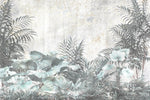 Tapet personalizat Tropical cu plante tropicale pe un fundal de perete cimentat - CONCRETE WALL VEGETATION
