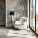 Tapet personalizat Tropical cu plante tropicale pe un perete cu textura de plaster gri - PLASTER STRIPED JUNGLE