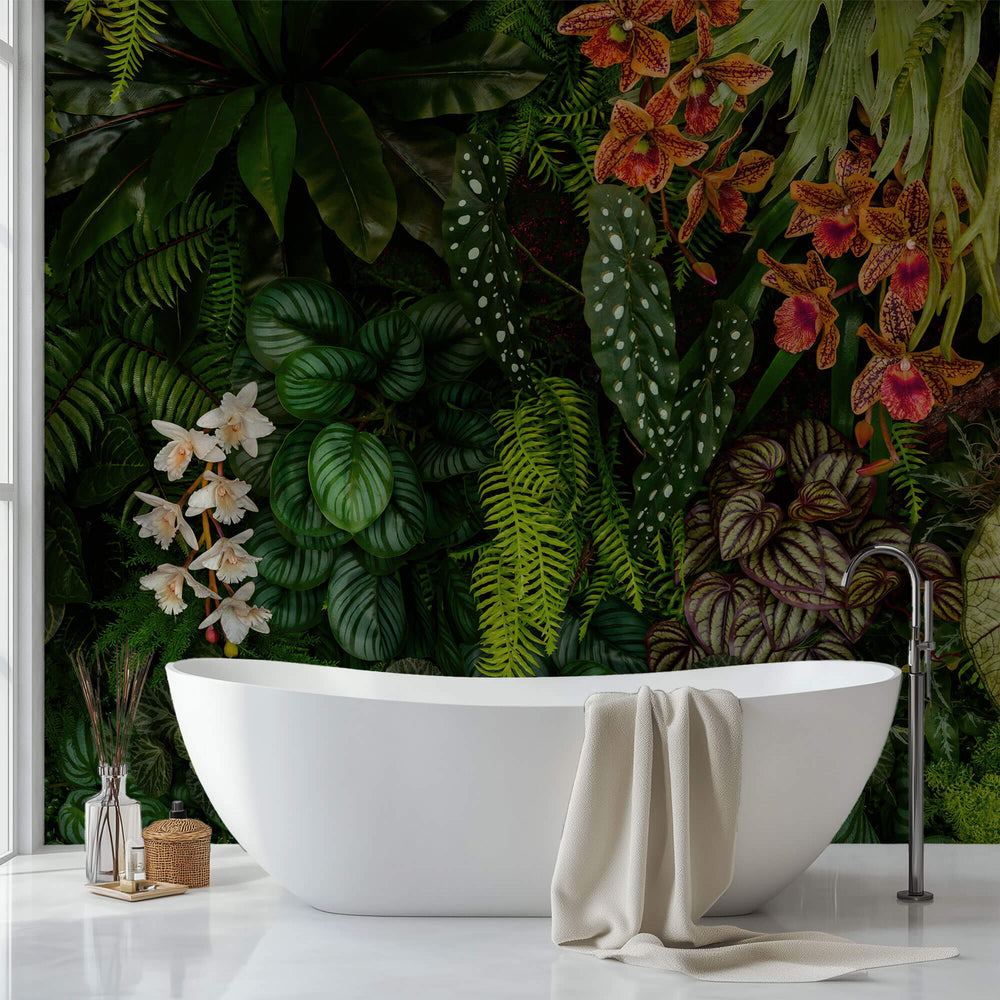 Fototapet personalizat Tropical cu plante tropicale si pasari - BOTANIC PLANT WALL