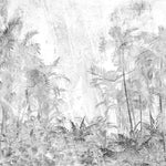 Tapet personalizat Tropical cu padure tropicala abstracta in nuante de gri pe un fundal cimentat - ABSTRACT RAINFOREST