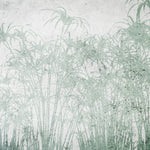 Tapet personalizat Tropical cu palmieri verzi pe un fundal texturat gri de ciment - ABSTRACT CONCRETE BAMBOO