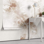 Tapet personalizat Tropical cu palmieri in nuante rosiatice in ceata - STEAMY TROPICAL