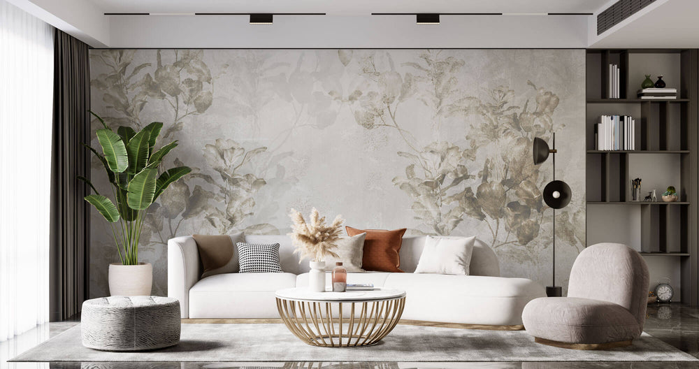 Tapet personalizat Tropical cu copaci in nuante de sepia - FICUS LYRATA