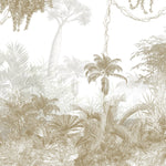 Tapet personalizat Tropical cu peisaj tropical ilustrat abstract in nuante de bej - BEIGE JUNGLE ILLUSTRATION