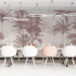 Tapet personalizat Tropical cu copaci tropicali in nuante de rosiatice - PLUM PALMS