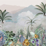 Tapet personalizat Tropical cu plante tropicale intr-un fundal texturat - TROPICAL OASIS