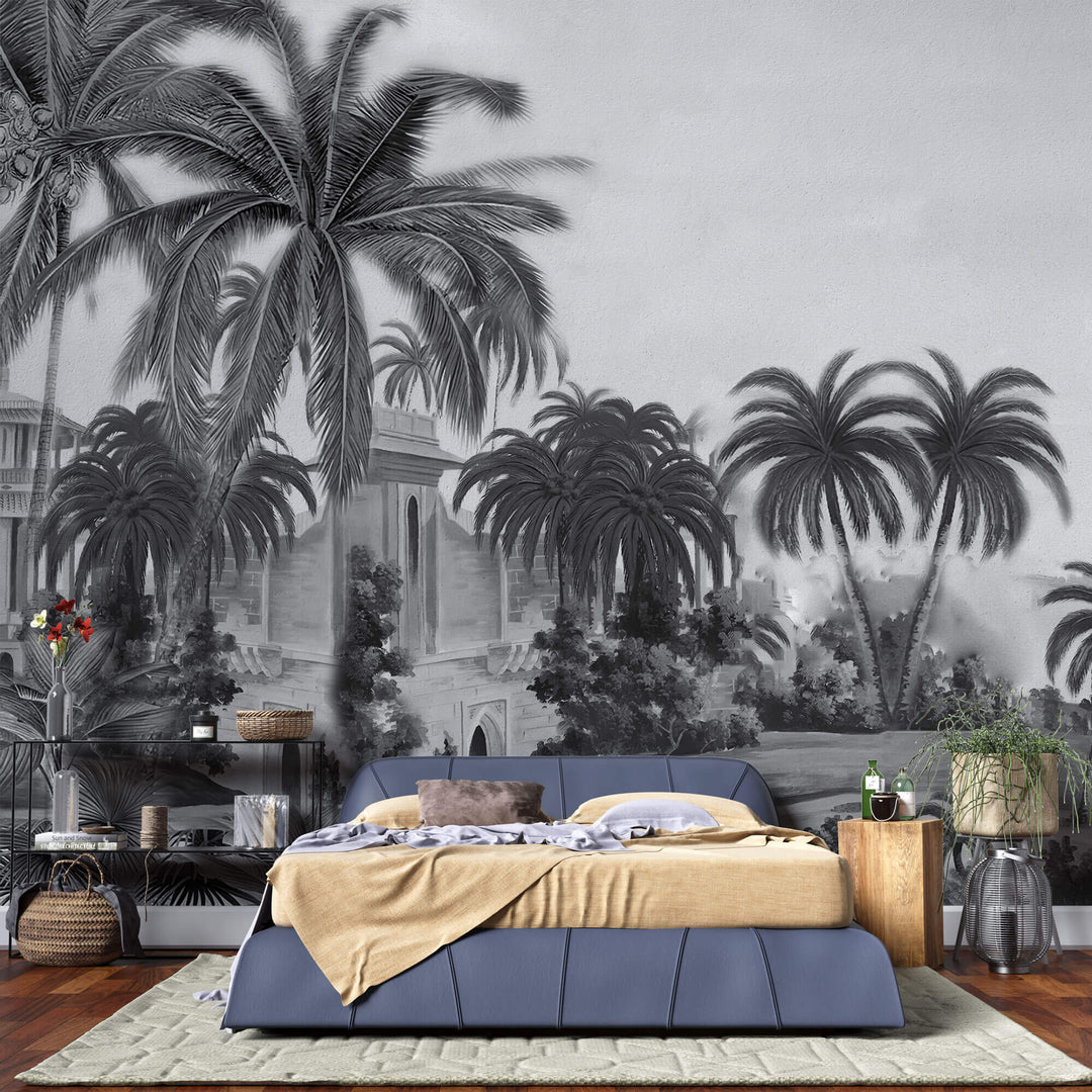 Tapet personalizat Tropical cu peisaj tropical al unui castel la malul marii - DAYDREAM FORTRESS