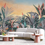 Tapet personalizat Tropical cu peisaj tropical aflat la apus si tigrii - DAWN JUNGLE