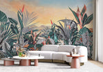 Tapet personalizat Tropical cu peisaj tropical aflat la apus si tigrii - DAWN JUNGLE