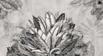 Tapet personalizat Tropical cu plante tropicale in alb negru - GREY TROPICAL LEAVES