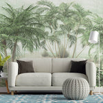 Tapet personalizat Tropical cu padure tropicala verde - WAVY TEXTURED PALMS