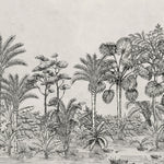Tapet personalizat Tropical cu copaci tropicali in nuante de alb negru in stil de ilustratie - DIGITAL SKETCHY JUNGLE