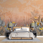 Tapet personalizat Tropical cu floarea paradisului in nuante calde - YELLOW BIRD OF PARADISE