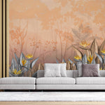 Tapet personalizat Tropical cu floarea paradisului in nuante calde - YELLOW BIRD OF PARADISE