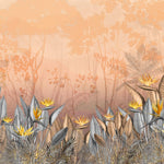 Tapet personalizat Tropical cu floarea paradisului in nuante calde - YELLOW BIRD OF PARADISE