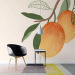 Tapet personalizat cu Fructe cu piersici lunguiete pe un fundal crem - LONG PEACH