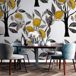 Tapet personalizat cu Fructe cu lamai abstracte - LEMON GREY