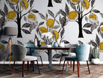 Tapet personalizat cu Fructe cu lamai abstracte - LEMON GREY