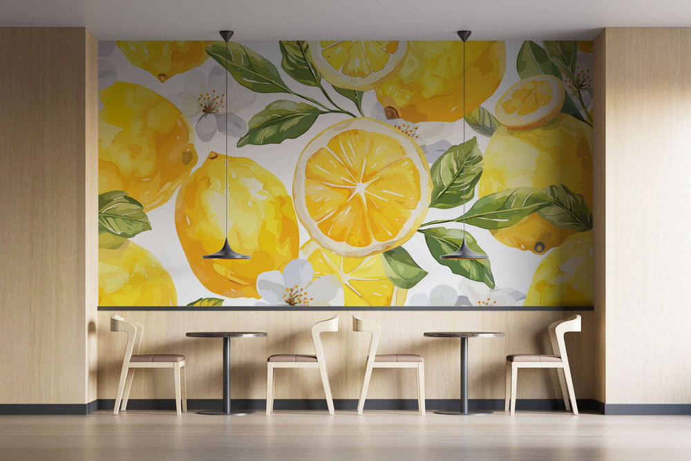 Tapet personalizat cu Fructe cu lamai inflorite - LEMON BLOSSOM