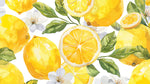Tapet personalizat cu Fructe cu lamai inflorite - LEMON BLOSSOM