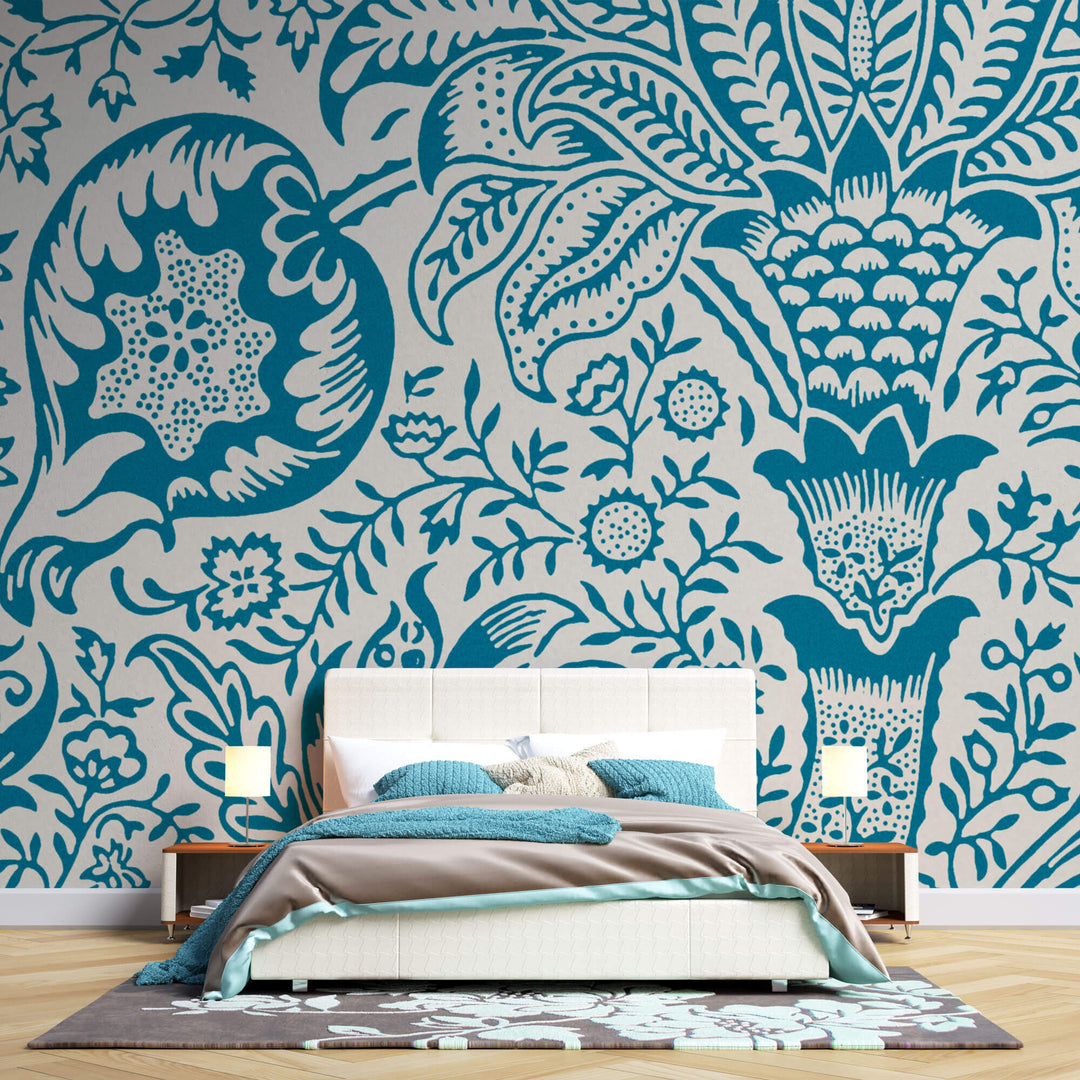 Tapet personalizat Mozaic cu model tropical de mosaic - BLUE INDIAN