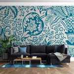Tapet personalizat Mozaic cu model tropical de mosaic - BLUE INDIAN